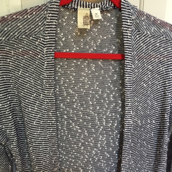 Francesca's Bird Cage Black and White Striped Cardigan - Picture 5 of 15